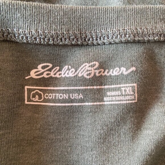Eddie Bauer Women's Cotton Blend Short Sleeve Top Size TXL Talls Olive Green - Picture 6 of 7